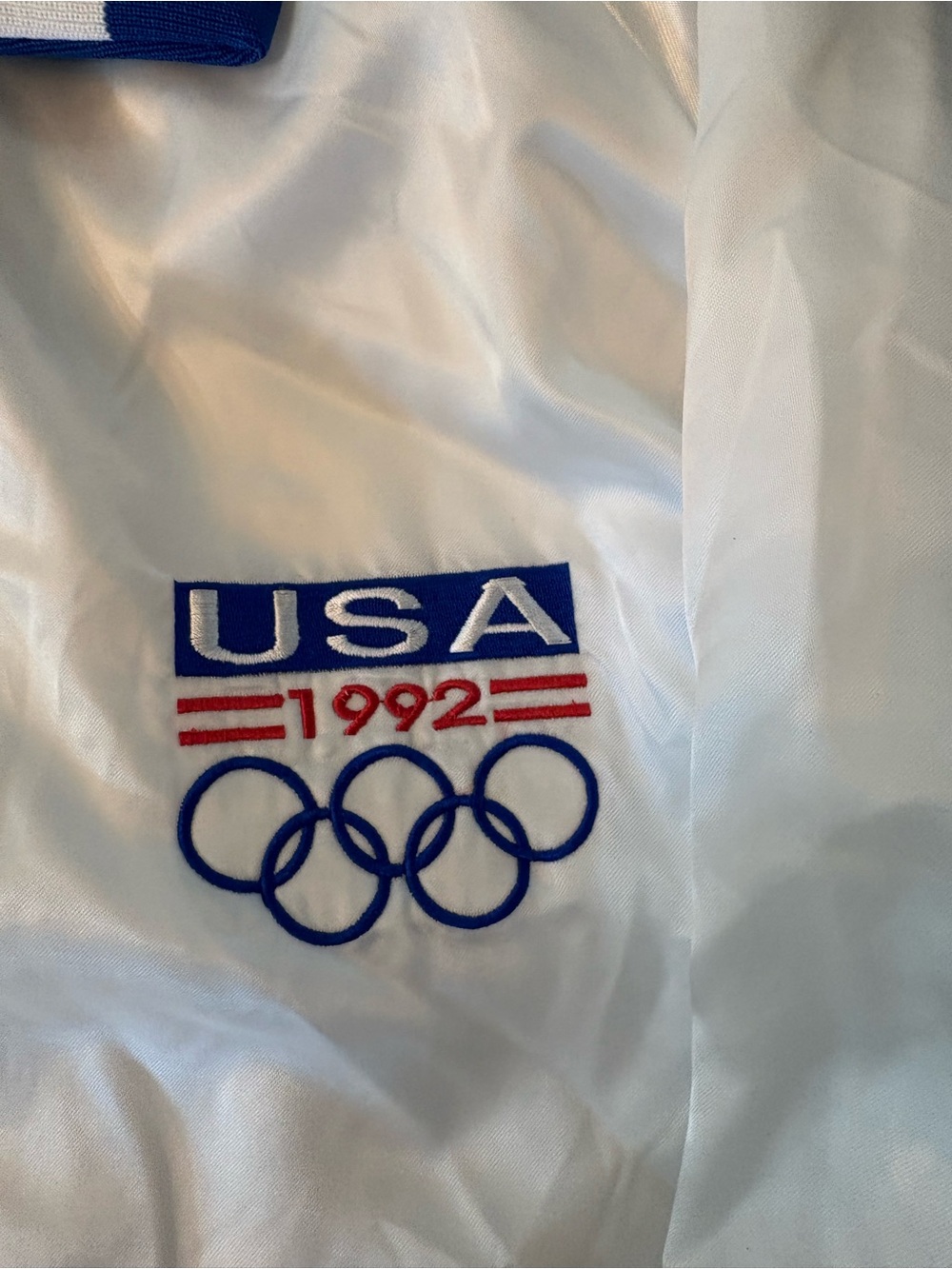 Artex Bomber Jacket Mens Large White 1992 USA Olympic‎ Satin Vintage - Picture 3 of 8